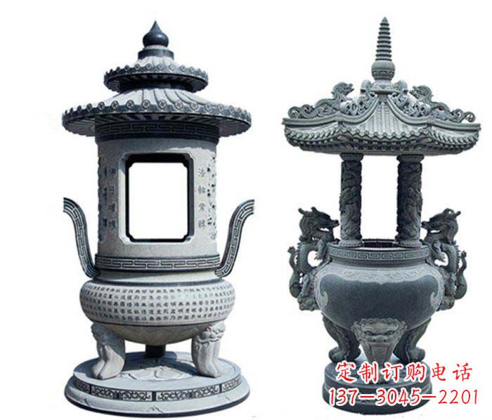 安阳寺庙景观仿古香炉石雕