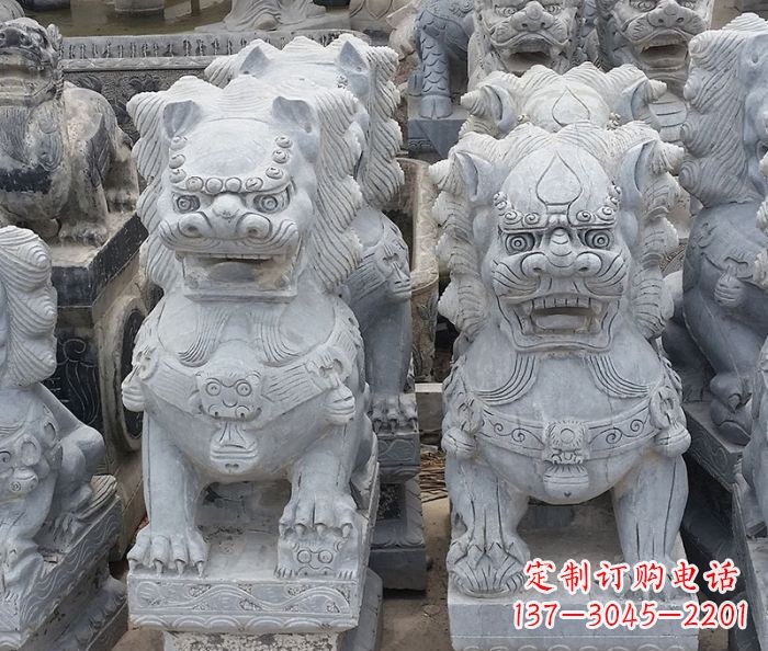 安阳寺庙青石狮子石雕
