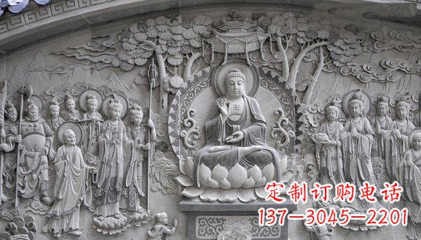 安阳寺庙墙壁石浮雕佛像