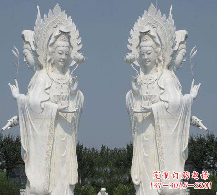 安阳寺庙三面观音菩萨雕塑
