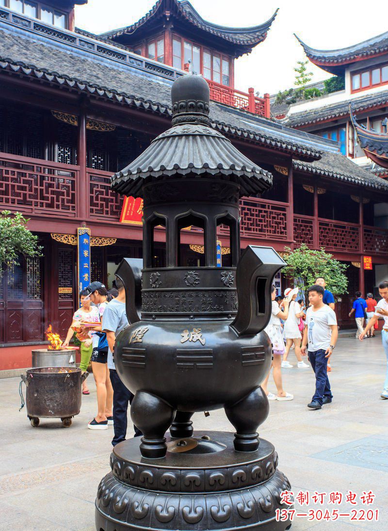 安阳寺庙铜香炉铜雕 (2)