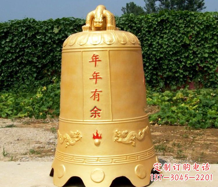 安阳寺庙铜钟雕塑 (2)