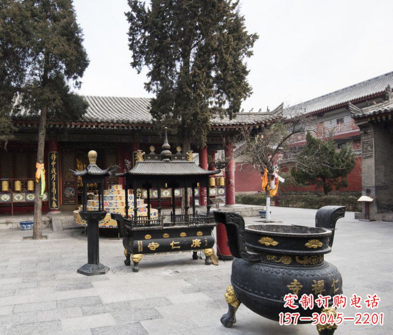 安阳寺庙铜香炉铜雕