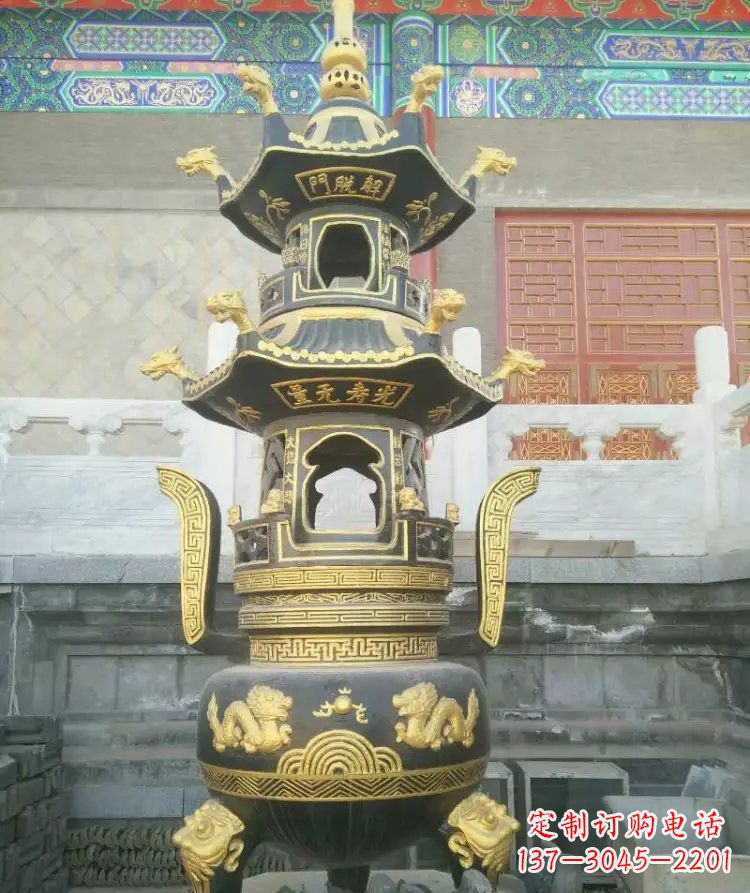 安阳寺庙香炉铜雕_1