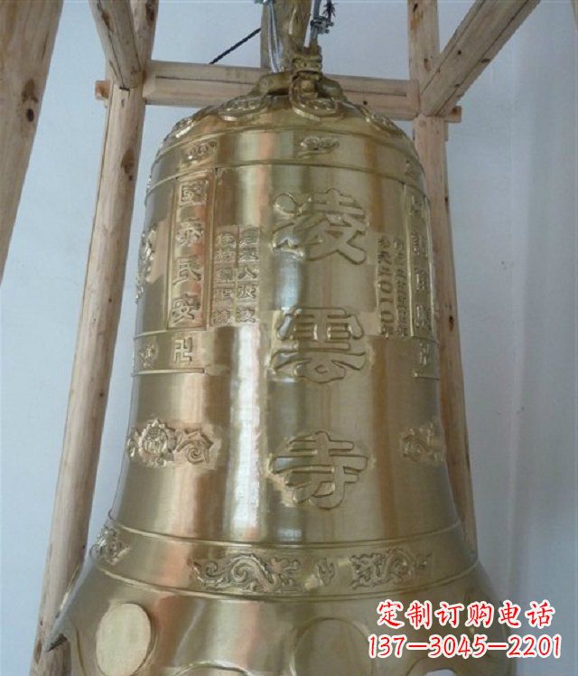安阳寺庙铸铜钟雕塑 (2)