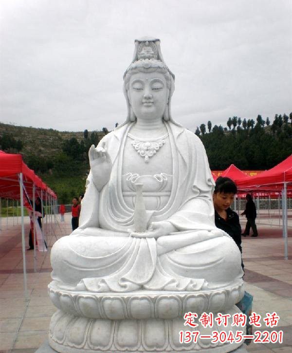 安阳寺庙坐式观音雕像