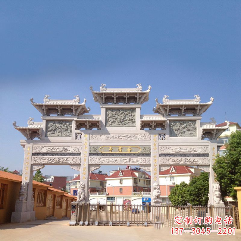安阳寺院大门石雕牌楼
