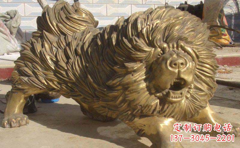 安阳松狮犬动物铜雕