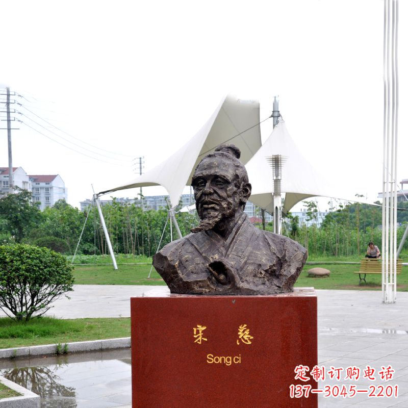 安阳宋慈铸铜头像雕塑-古代十大名医园林广场人物雕塑