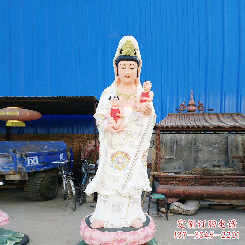 安阳送子观音彩绘玻璃钢雕塑