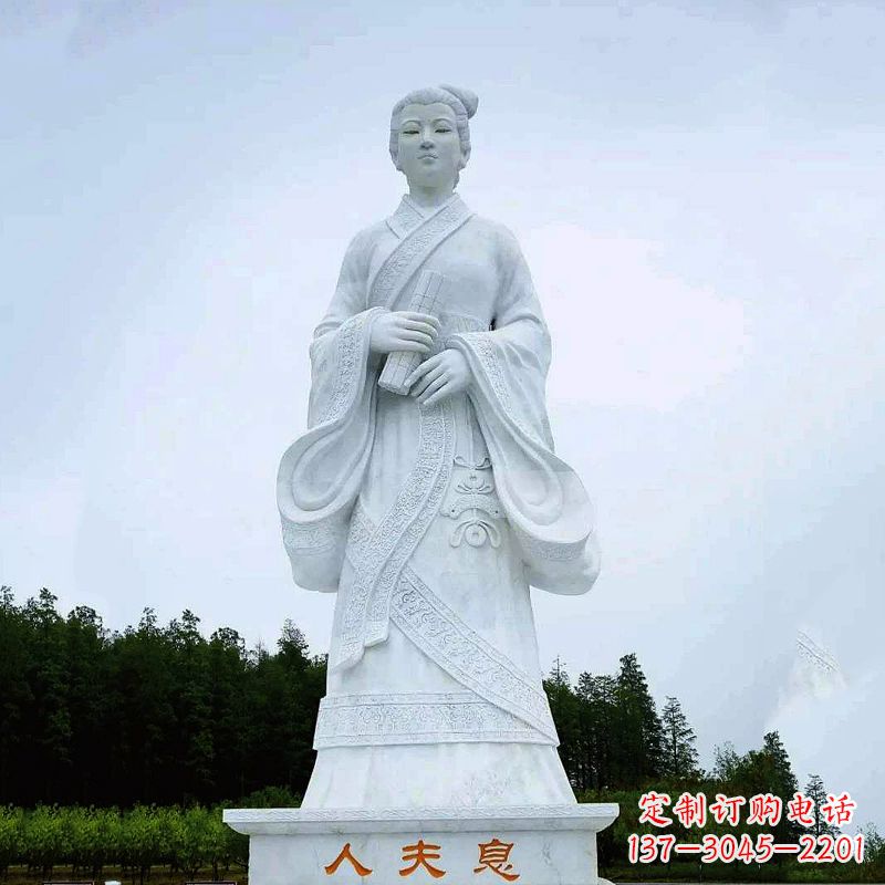 安阳桃花夫人息妫汉白玉雕塑-景区园林历史名人古代著名美女雕像