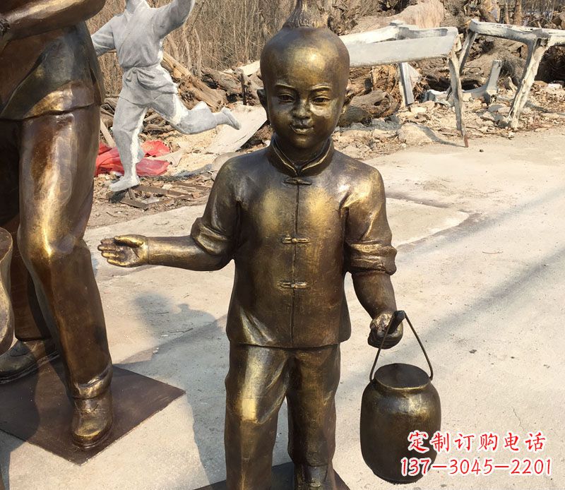 安阳提灯笼的小男孩铜雕