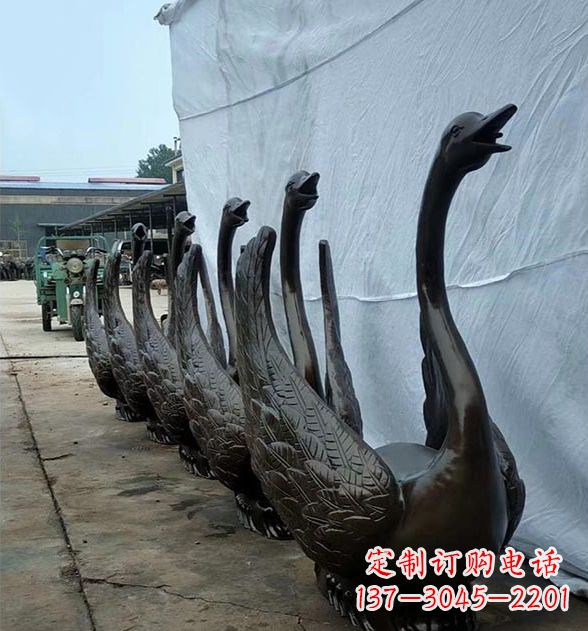安阳天鹅喷泉铜雕，园林喷泉水景流水组件