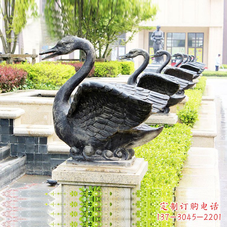 安阳天鹅铜雕喷水喷泉-纯铜铸造公园水渠水景动物雕塑