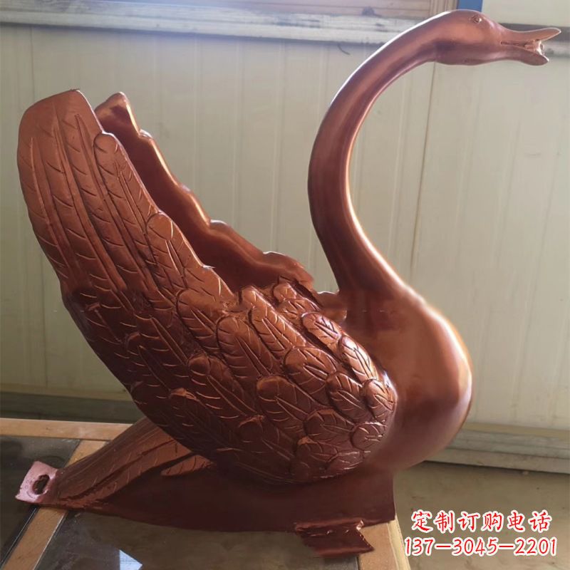 安阳天鹅铜雕塑,喷泉吐水天鹅装饰摆件