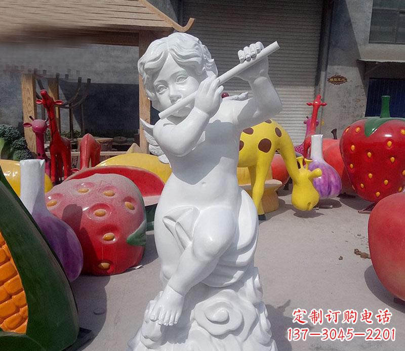 安阳天使吹笛人物石雕