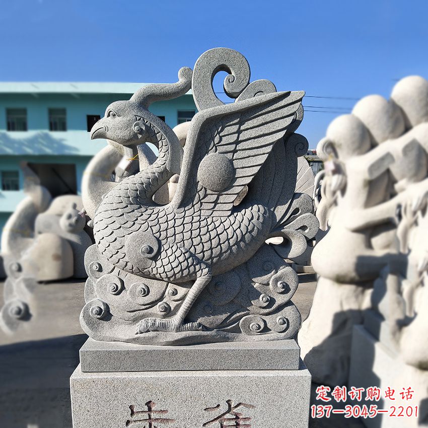 安阳天之四灵之朱雀神鸟砂岩石雕塑