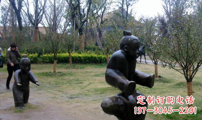 安阳跳山羊公园人物铜雕