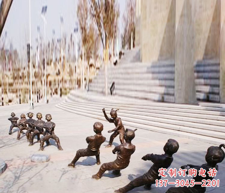 安阳铜雕拔河儿童游戏雕塑
