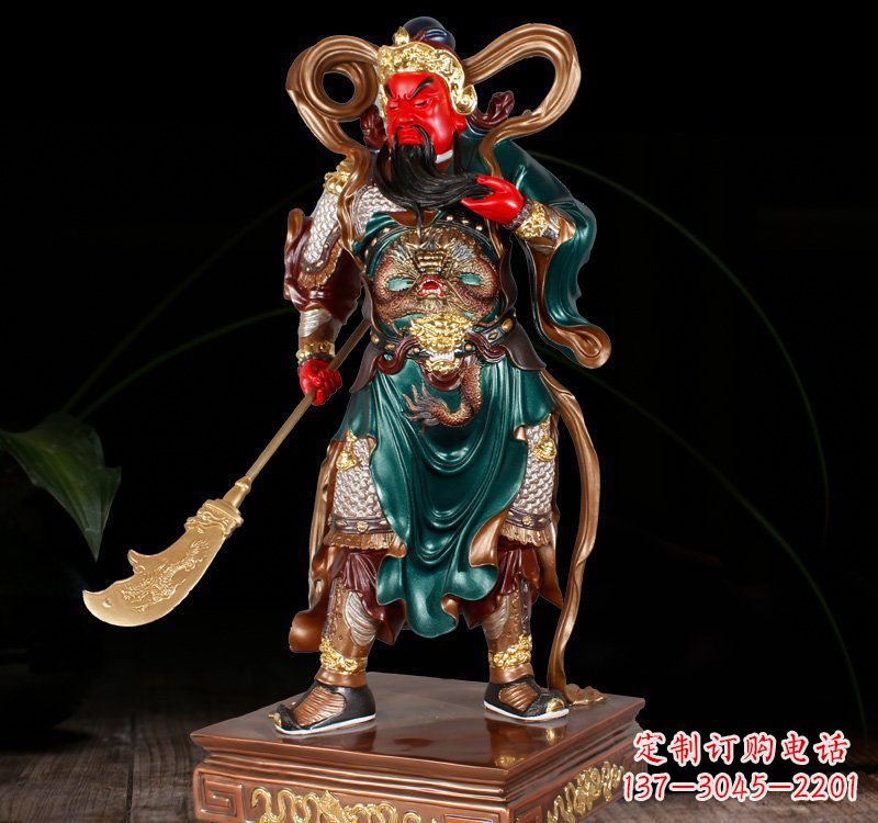 安阳铜雕彩绘关公