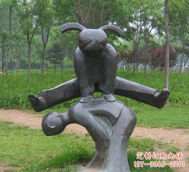 安阳铜雕抽象跳山羊儿童