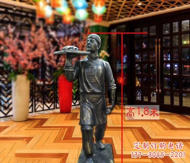 安阳铜雕店小二人物雕塑 (2)