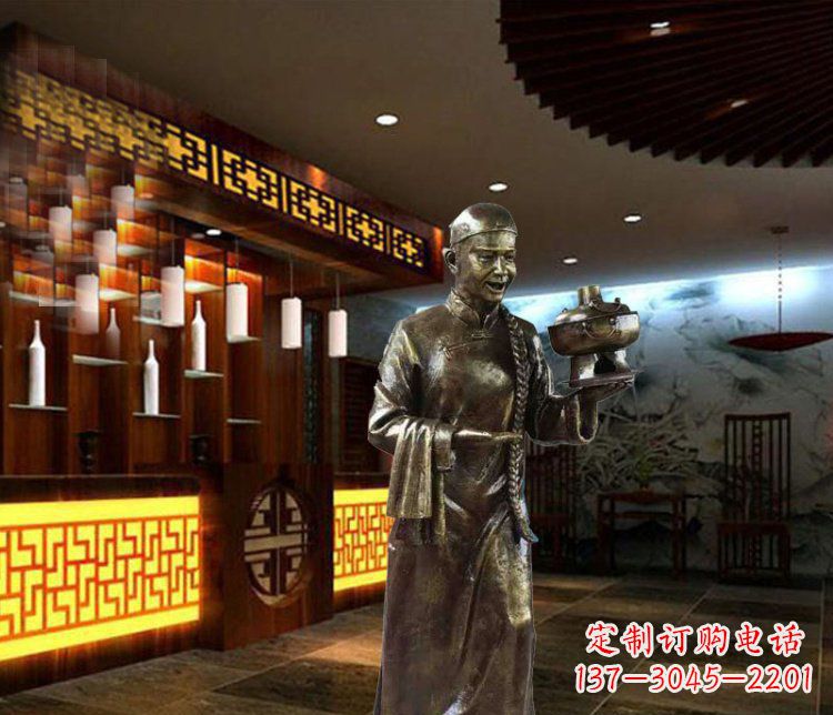 安阳铜雕店小二小品人物雕塑