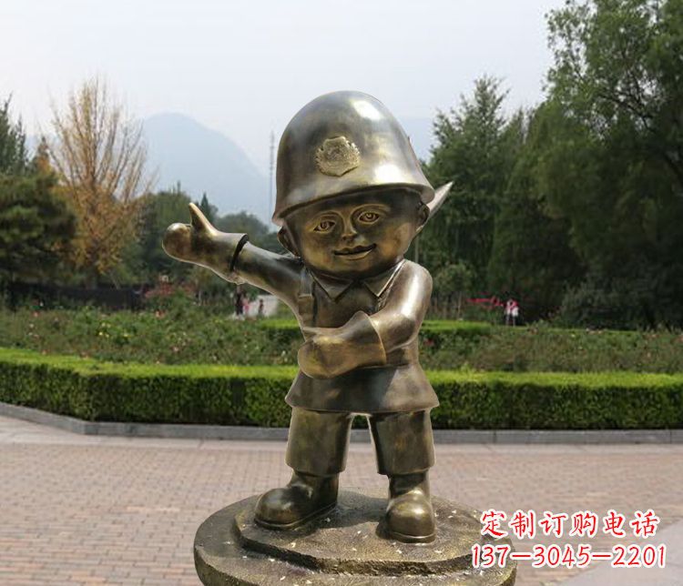 安阳铜雕儿童交通警察