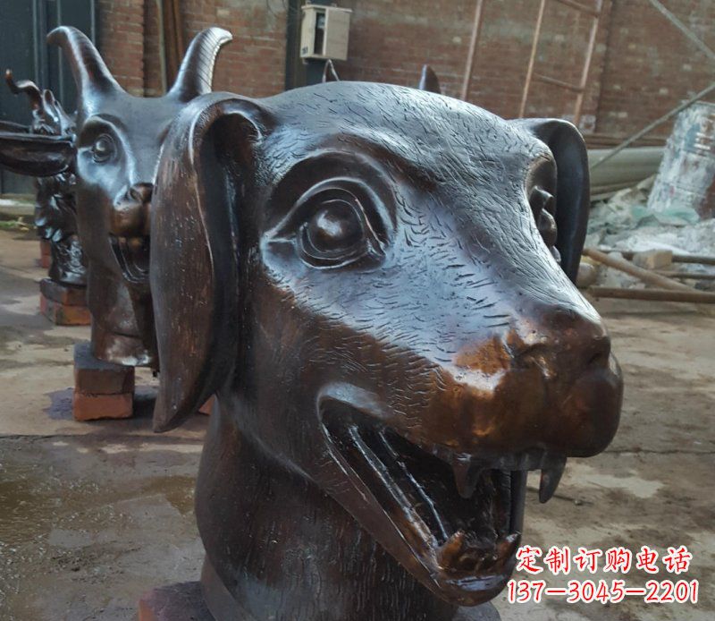安阳铜雕广场生肖动物头像装饰摆件