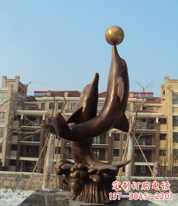 安阳铜雕海豚雕塑 (2)