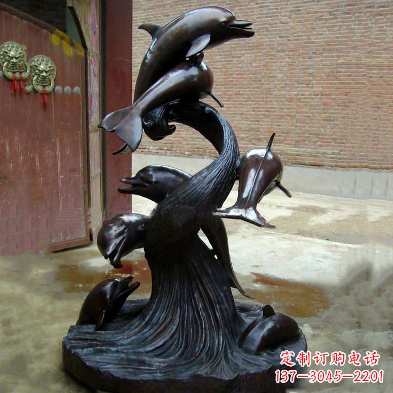 安阳铜雕海豚景观雕塑