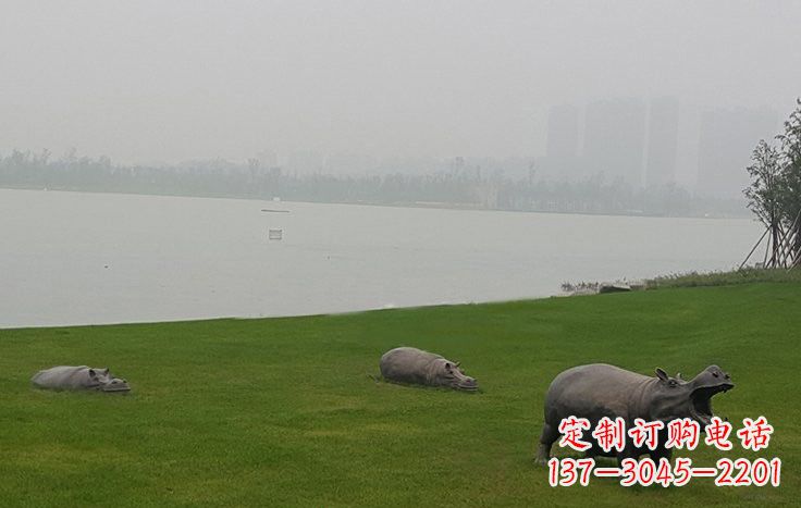 安阳铜雕河马公园动物雕塑