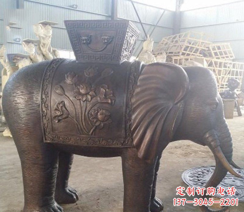 安阳铜雕吉祥大象园林动物摆件