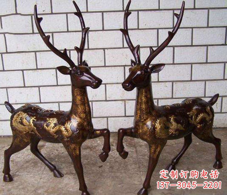 安阳铜雕吉祥复古梅花鹿雕塑摆件