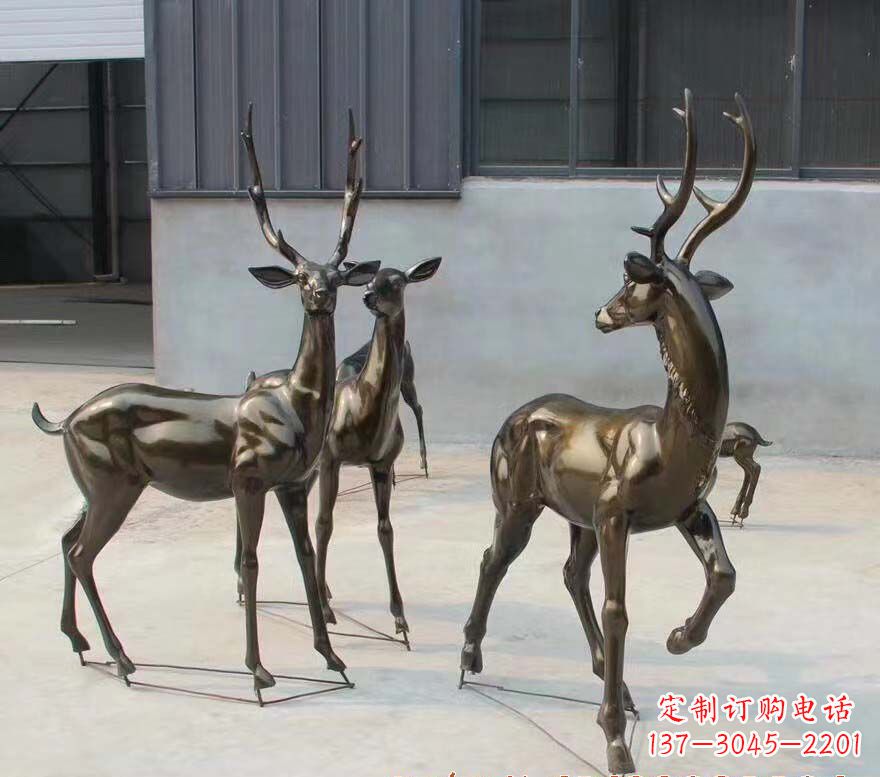 安阳铜雕鹿群雕塑