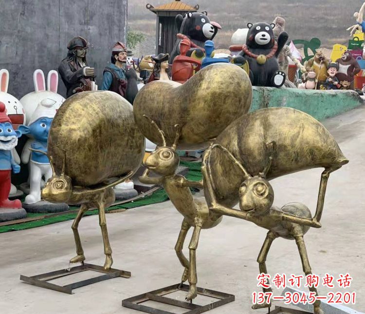 安阳铜雕蚂蚁搬家雕塑