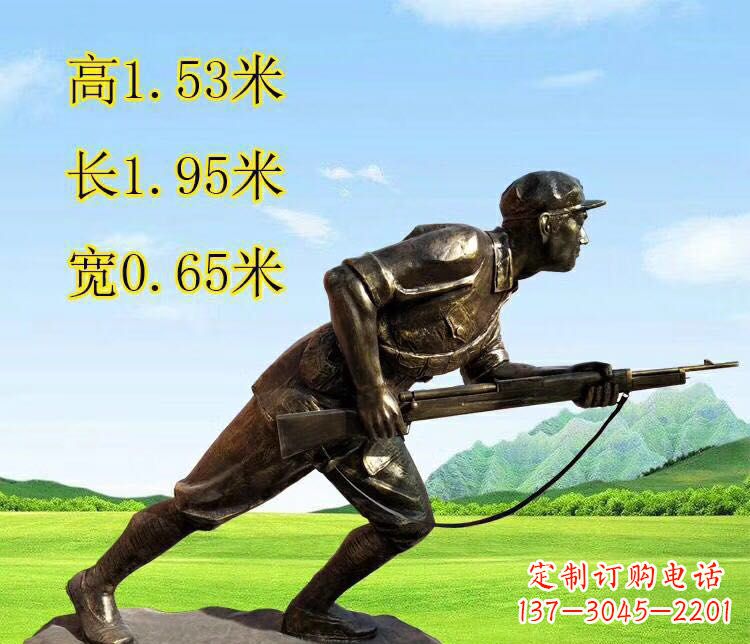 安阳铜雕拿枪战士雕塑