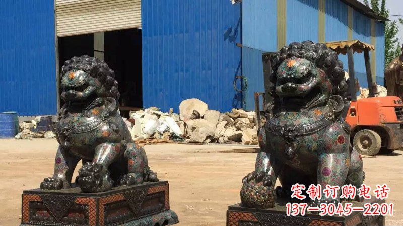 安阳铜雕企业招财狮子雕塑摆件
