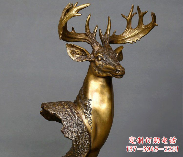 安阳铜雕如意铜鹿头摆件