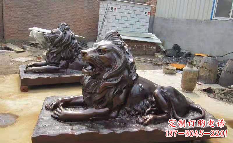 安阳铜雕狮子户外摆件镇宅动物雕塑