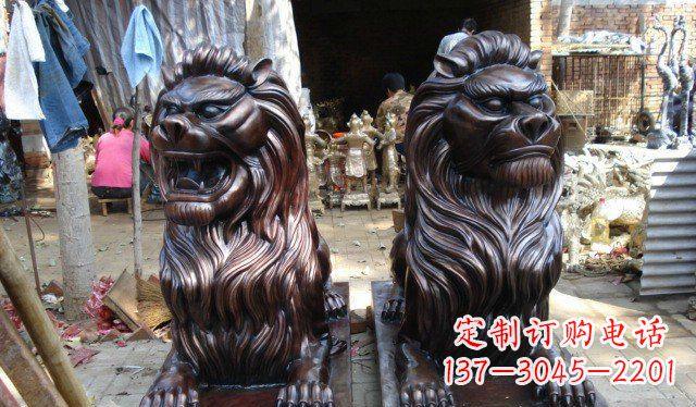 安阳铜雕狮子公司门口雕塑 (2)