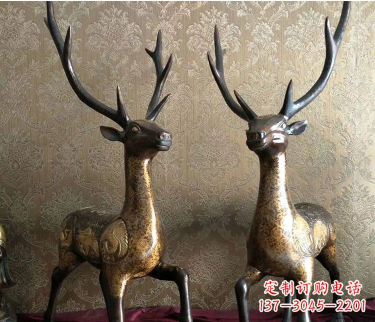 安阳铜雕室内装饰动物鹿雕塑