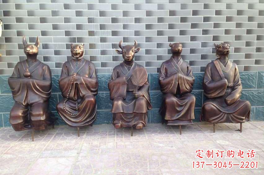 安阳铜雕兽首人身十二生肖雕塑