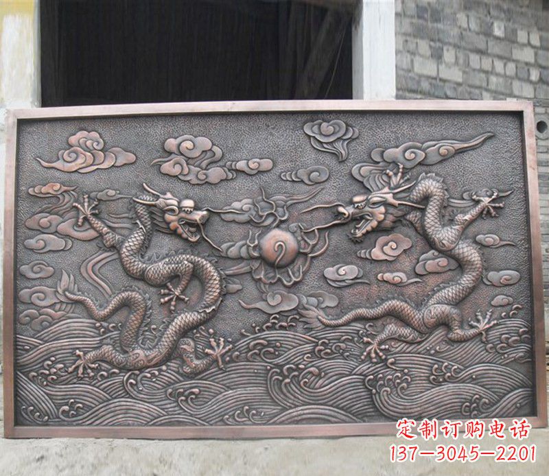 安阳铜雕双龙壁画景观摆件