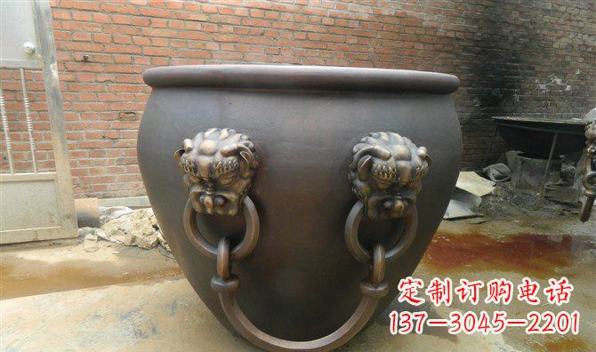 安阳铜雕水缸寺庙景观雕塑_2