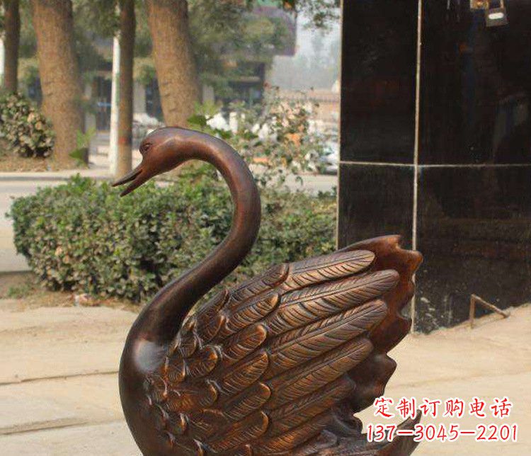 安阳铜雕水景天鹅动物雕塑