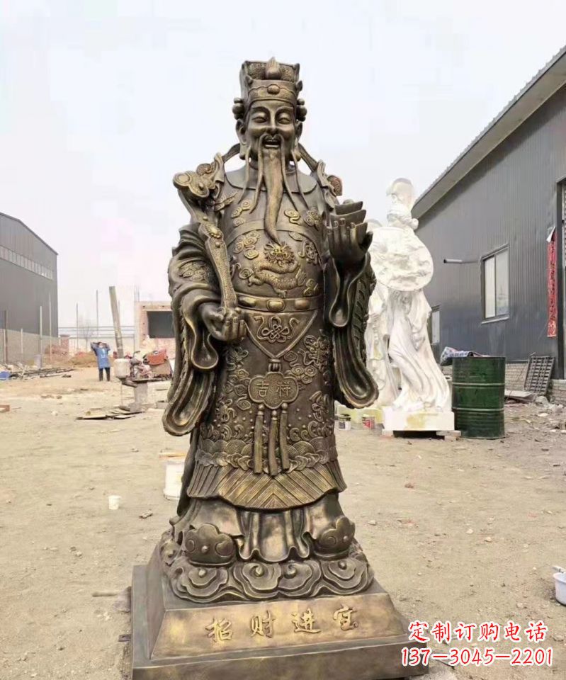 安阳铜雕寺庙财神雕塑