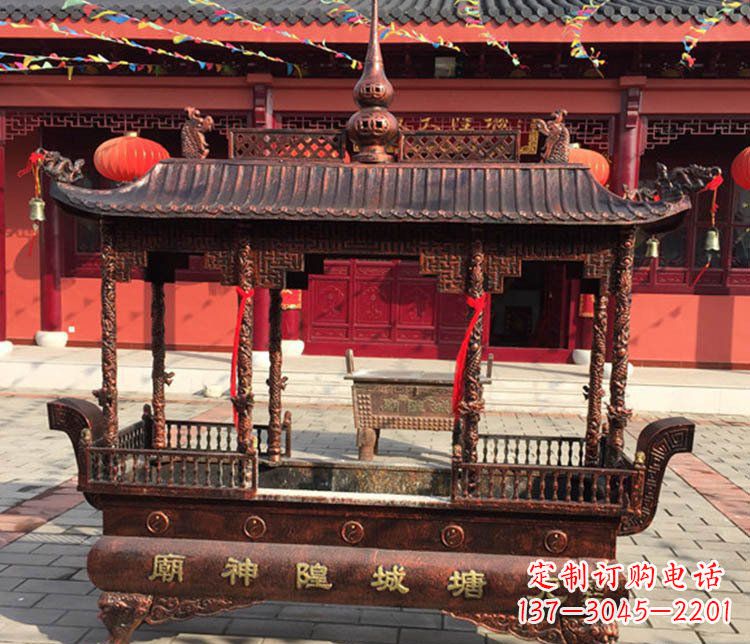 安阳铜雕寺庙佛光普照香炉雕塑摆件