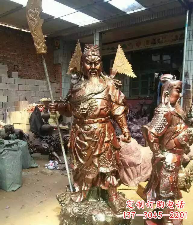 安阳铜雕武财神持刀关公雕塑