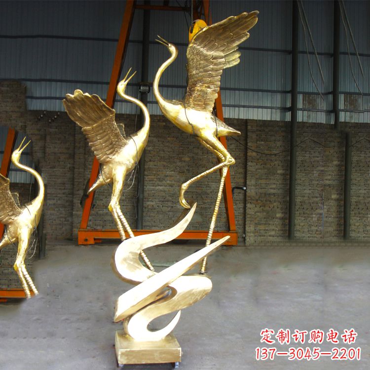 安阳铜雕仙鹤景观雕塑